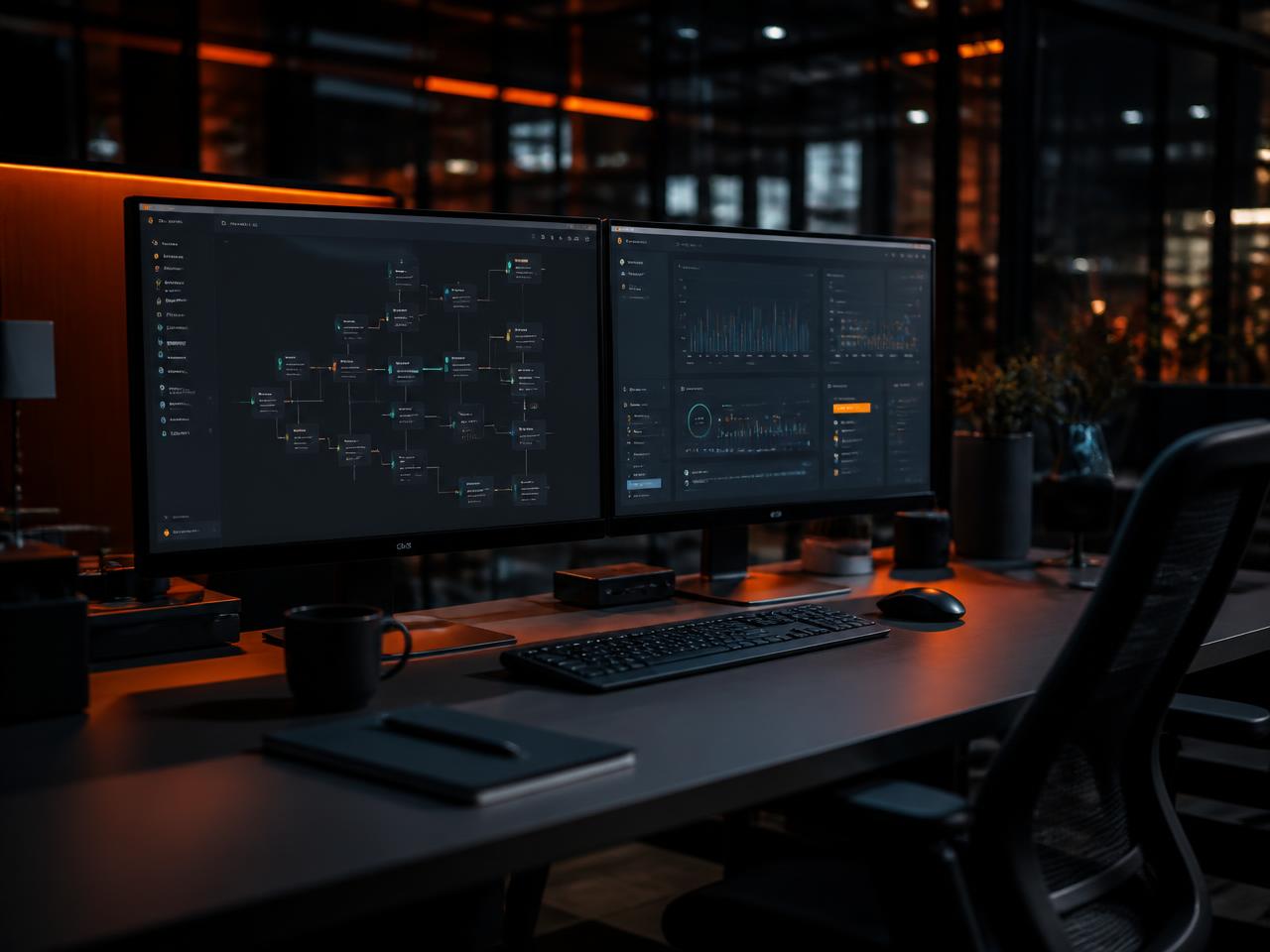 Red de procesos automatizados conectados con datos de negocio